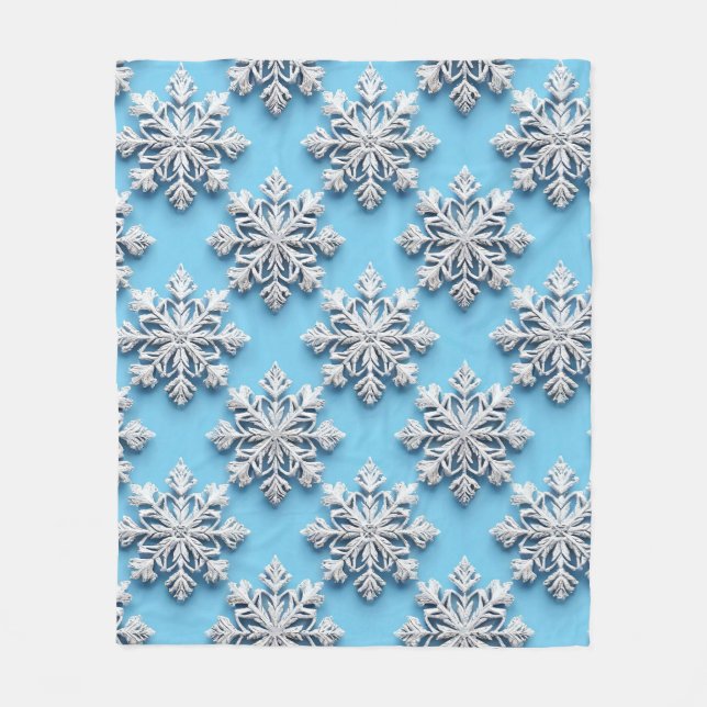 Couverture Polaire Flocons de neige 3d bleus (Devant)