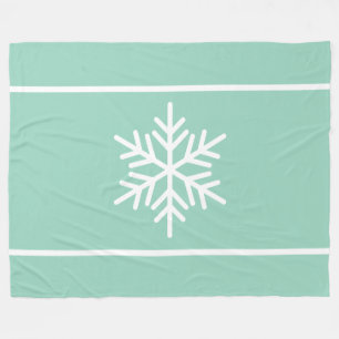 Couverture Polaire Flocons de neige blancs rayures horizontales Teal
