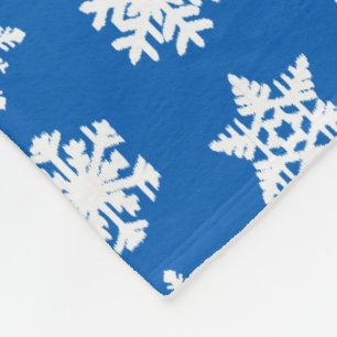 Couverture Polaire Flocons de neige d'Ikat - bleu et blanc de cobalt