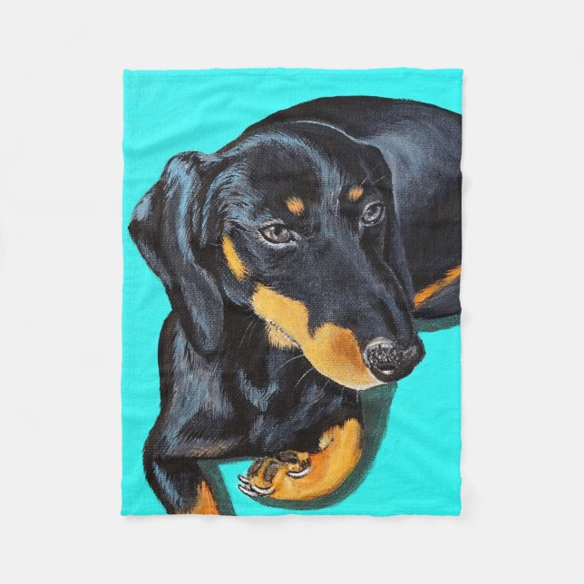 Couverture Polaire Floppy the Miniature Dachshund peinture (Devant)