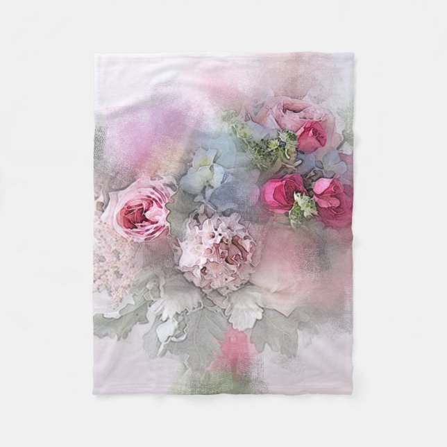 Couverture Polaire Floral Aquarelle Roses Fleurs Modèle moderne (Devant)