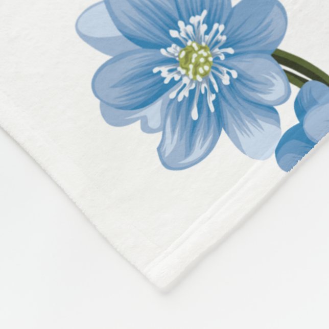 Couverture Polaire Floral blanc et bleu (Coin)