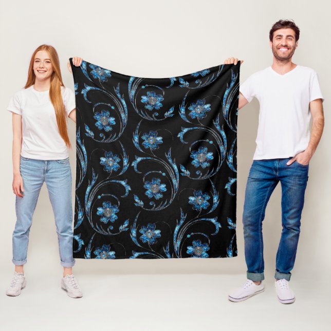 Couverture Polaire Floral bleu Shimmer 2 (En situation)