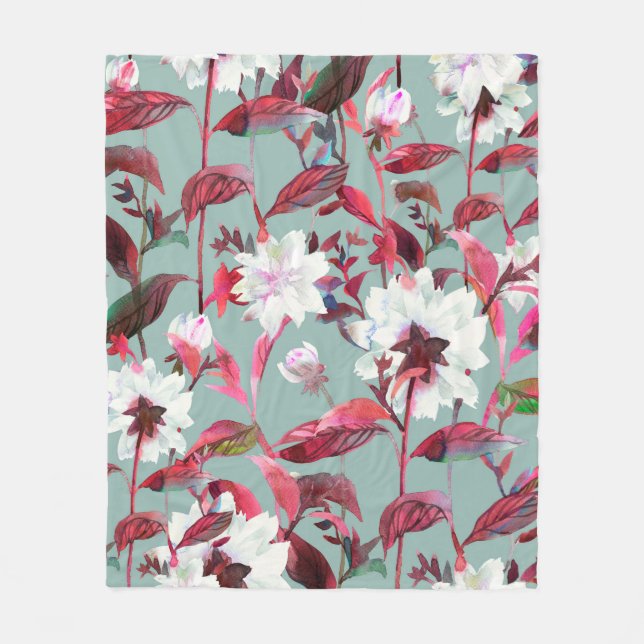 Couverture Polaire Floral bloom. Watercolor flowers seamless pattern. (Devant)