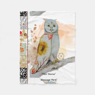 Couverture Polaire FLoral Cloak Owl Fleece Blanket bébé