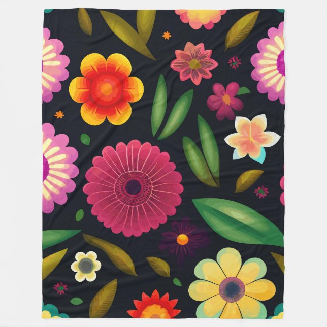 Couverture Polaire Floral coloré (Devant)