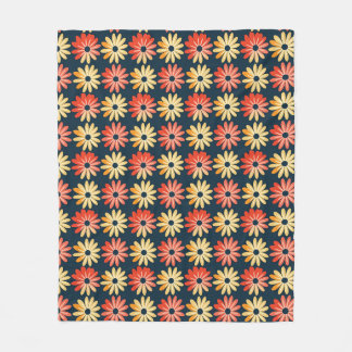 Couverture Polaire Floral Coloré Avec Fleur Rouge, Orange