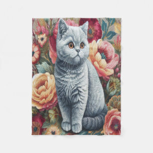 Couverture Polaire Floral Delal British shorthair Chat, Cute Kitten
