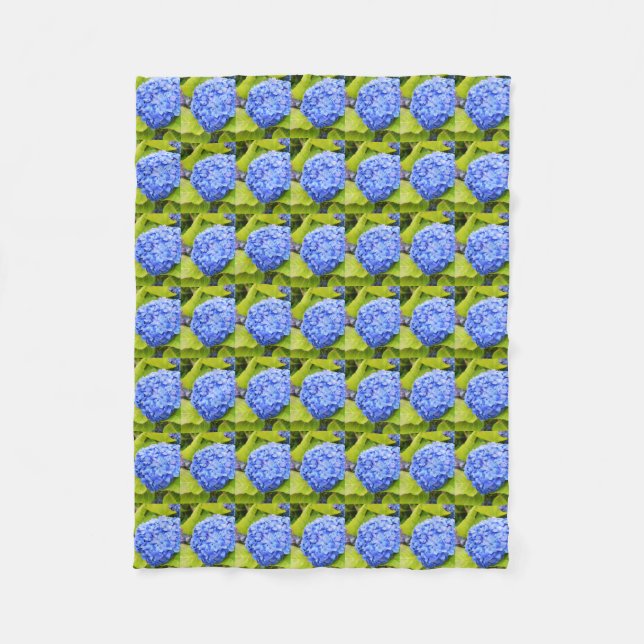 Couverture Polaire Floral d'hydrangées bleues (Devant)