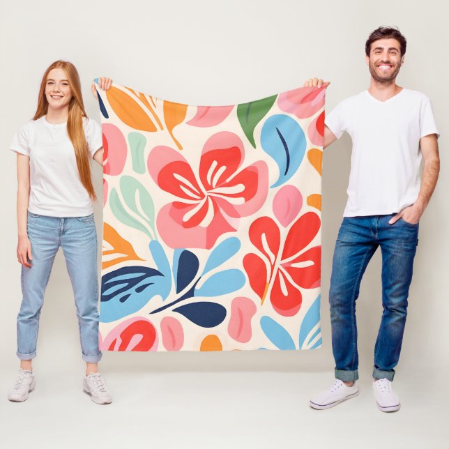 Couverture Polaire Floral d'inspiration Matisse (En situation)