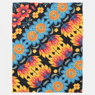 Couverture Polaire Floral Folk Art Moderne