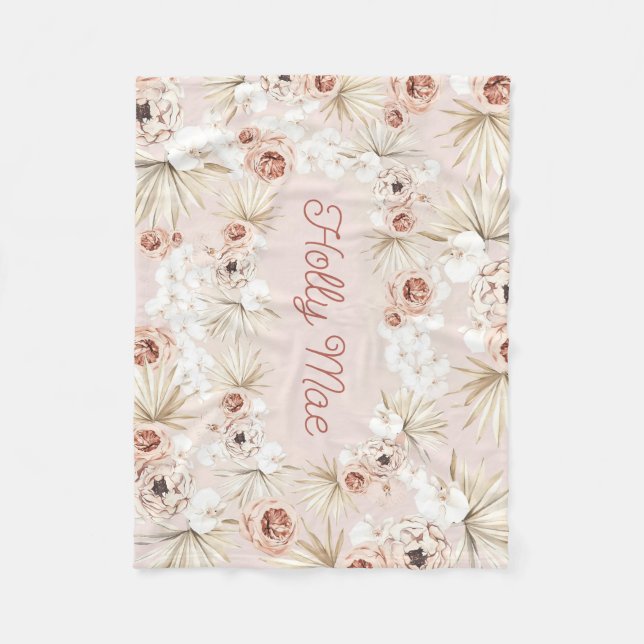 Couverture Polaire Floral Garden Baby Girl Boho Floral Personnalisé (Devant)