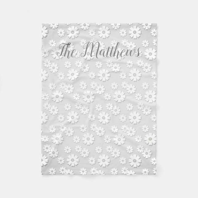 Couverture Polaire Floral gris blanc et argenté (Devant)