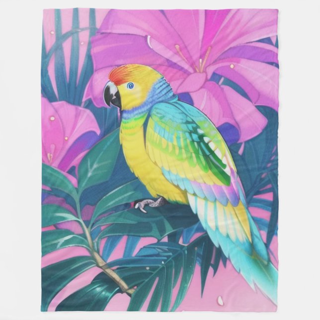 Couverture Polaire Floral/hawaïen/tropical/perroquet (Devant)