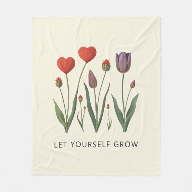 Couverture Polaire Floral Heart Tulips Let Yourself Grow Quote (Devant)