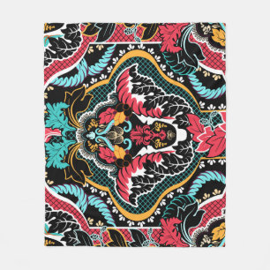 Couverture Polaire Floral Indien : Papier peint Vintage sans couleur.