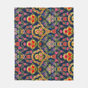 Couverture Polaire Floral moghole ethnique : Motif bleu sans voile