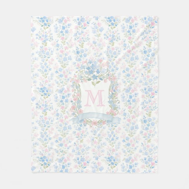 Couverture Polaire Floral Monogram Personalized Fleece Blanket (Devant)