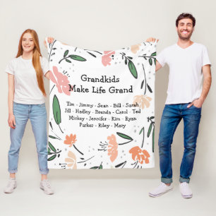 Couverture Polaire Floral petits-enfants font la vie grand