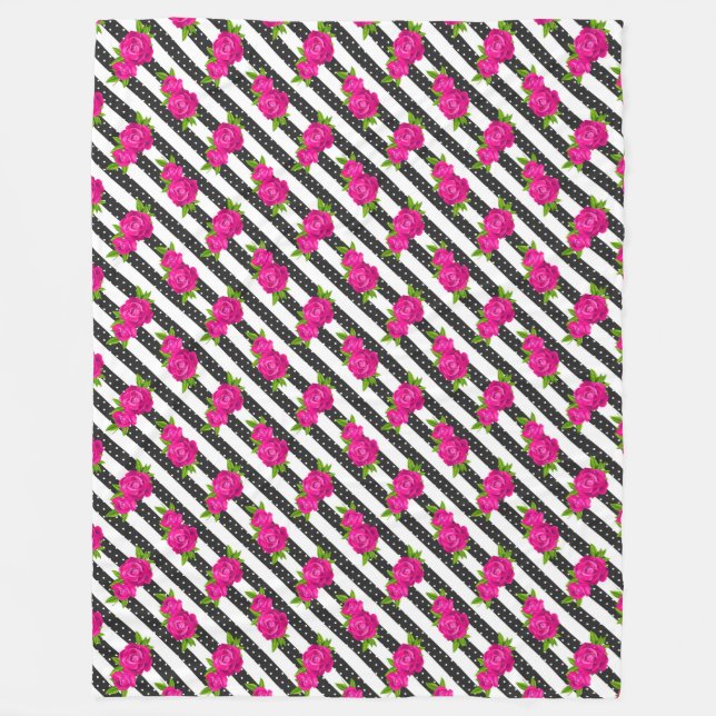 Couverture Polaire Floral Pink en stripes verticales (Devant)