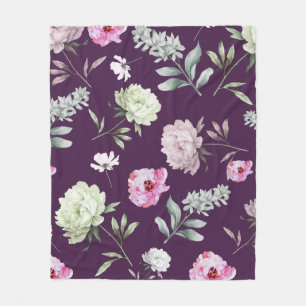Couverture Polaire Floral pourpre