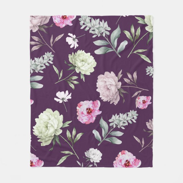 Couverture Polaire Floral pourpre (Devant)
