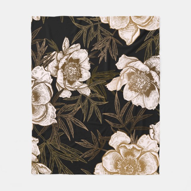 Couverture Polaire Floral seamless pattern. Garden flowers peonies an (Devant)