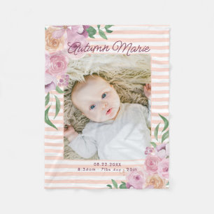 Couverture Polaire Floral Striped Stats Baby Blanket