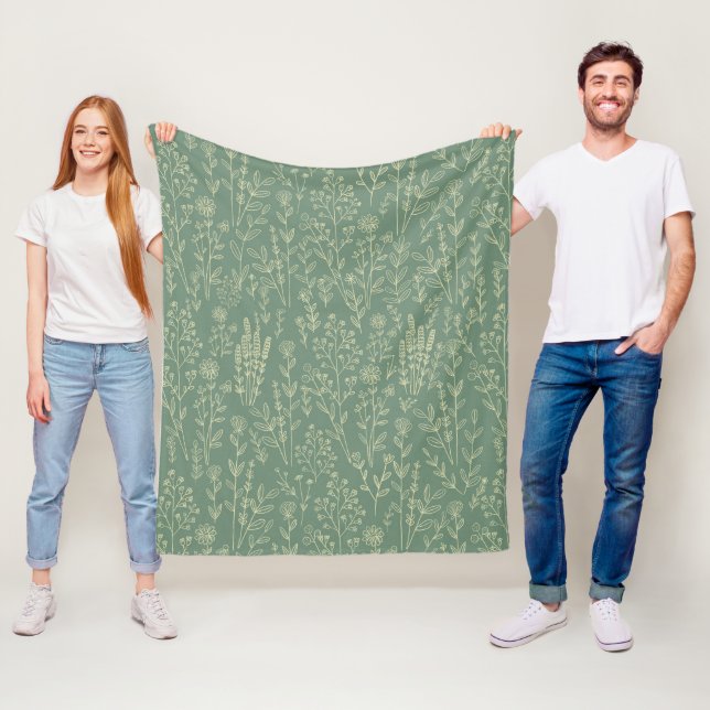 Couverture Polaire Floral vert (En situation)