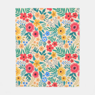 Couverture Polaire Floral vintage, Petites Fleurs Colorées.