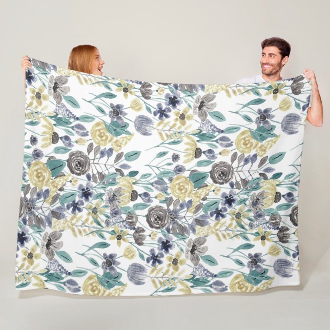Couverture Polaire Floral Watercolor (En situation)