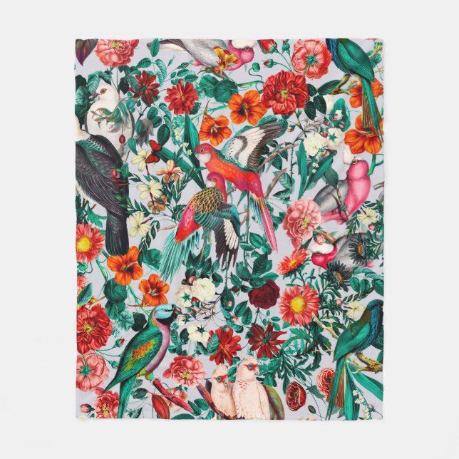 COUVERTURE POLAIRE FLORALE ET OISEAUX XIV-II (Devant)
