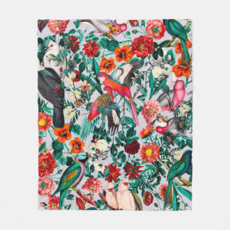 COUVERTURE POLAIRE FLORALE ET OISEAUX XIV-II
