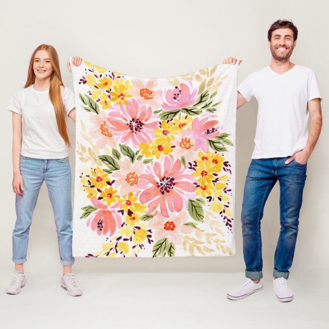 Couverture Polaire Flore - Bouquet de printemps (En situation)