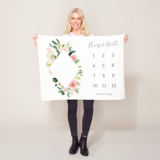 Couverture Polaire Flore printanière Blanche de jalon pour bébés Diam (En situation)