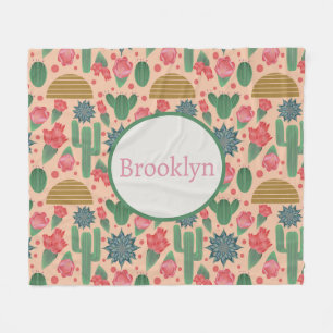 Couverture Polaire Flore rose pâle du désert personnalisé