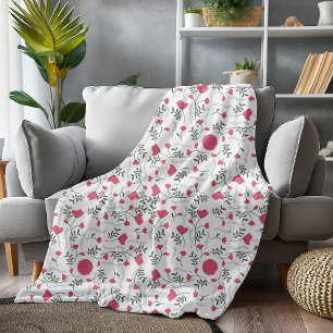Couverture Polaire Flore rose Whimsical D'Inspiration Nature