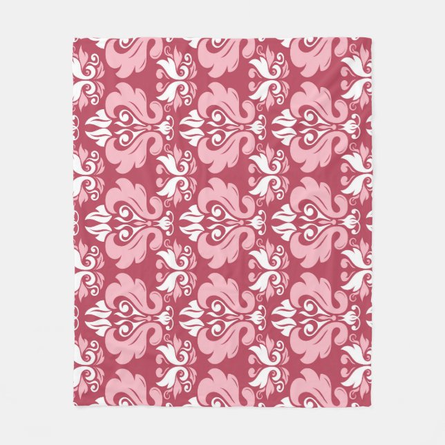Couverture Polaire Flore rouge : Beige pâle sans joint (Devant)