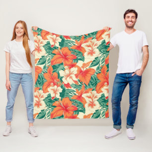 Couverture Polaire Flore tropicale hawaïenne motif