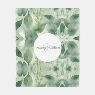 Couverture Polaire Flore verte Sage Élégante