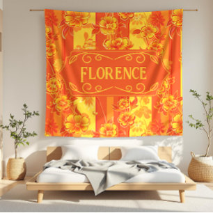Couverture Polaire Florence Floral jaune et orange