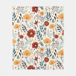 Couverture Polaire Flores d'automne rouges chaudes