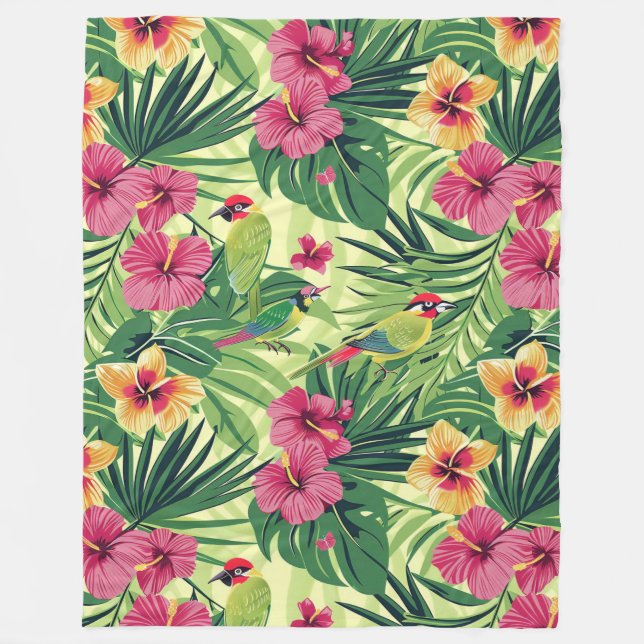 Couverture Polaire Flores tropicales d'été luxuriantes (Devant)