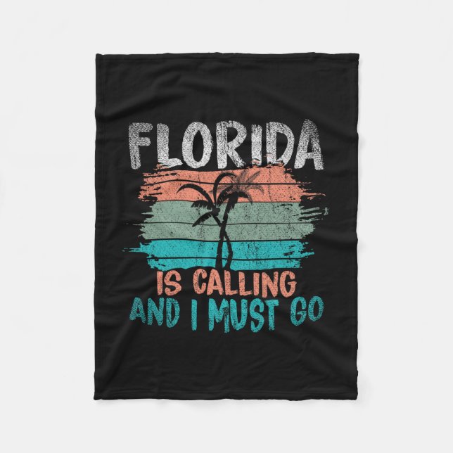 Couverture Polaire Florida Is Calling And I Must Go Retro Palm Trees  (Devant)