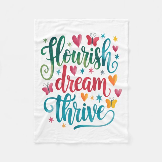 Couverture Polaire Flourish Dream Thrive Motivational  (Devant)