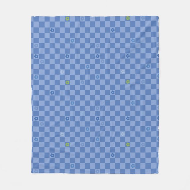Couverture Polaire Flower Checkered Pattern No. 01 - Light Blue (Devant)