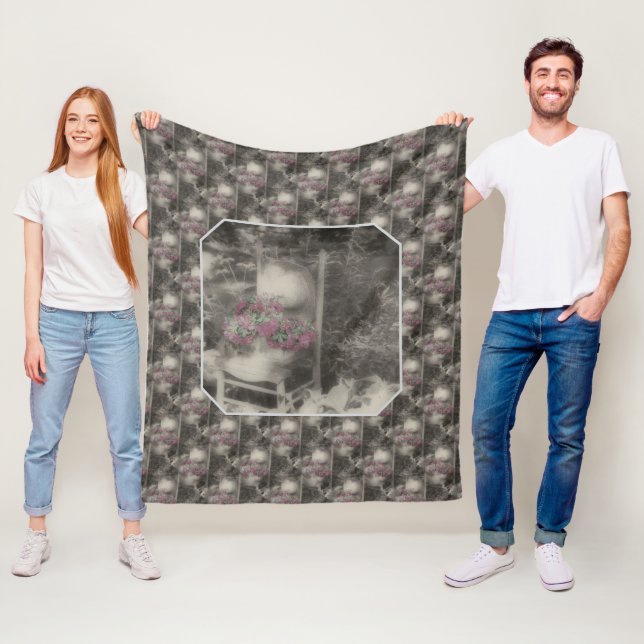 Couverture Polaire Flower Garden Chair Nature Pattern Vintage    (En situation)