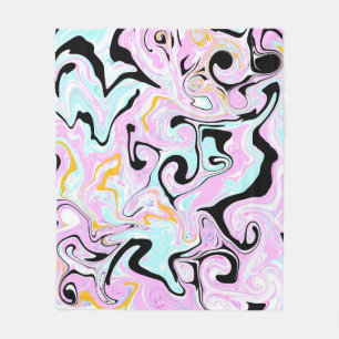 Couverture Polaire Fluid Art Cotton Bonbon rose, Turquoise, noir et o