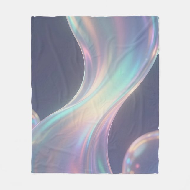 Couverture Polaire Flux de bulles abstrait iridescent (Devant)