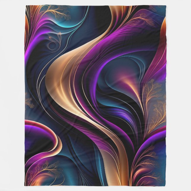 Couverture Polaire Flux Lumineux - Abstrait Bold Violet, Sarcelle & O (Devant)